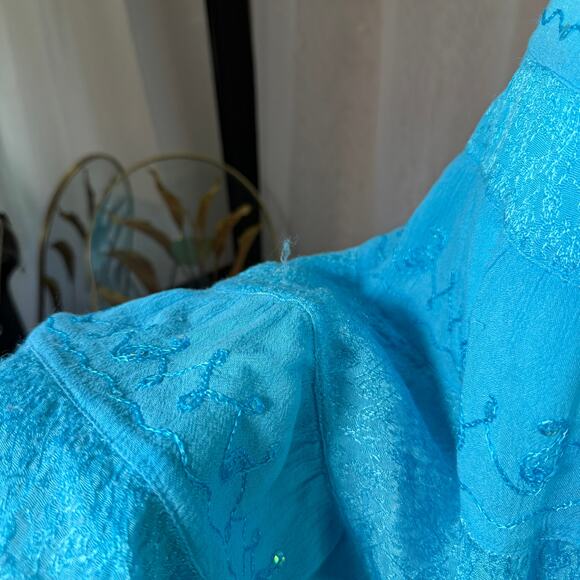 Free Size Boho Gypsy Blue Festival Skirt Size XS-L Flowy 100% Rayon - Picture 3 of 8